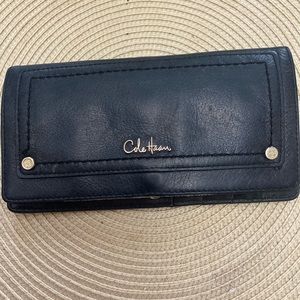 Cole Haan black wallet genuine leather inside lining purple